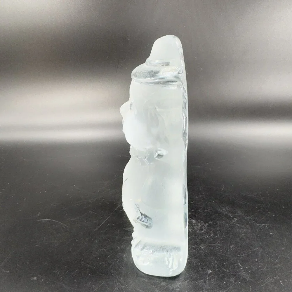 Vintage Viking Glass Clown‎ Figurine Paperweight Frosted Clear Heavy Crystal Vtg